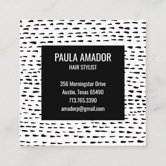 Minimale grafische handgemaakte Stippen zwart-wit Kortingskaartje (Achterkant)