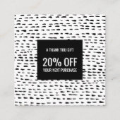 Minimale grafische handgemaakte Stippen zwart-wit Kortingskaartje (Voorkant)