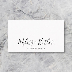 Minimale grafische handgeschreven kalligrafie wit visitekaartje