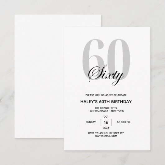 Minimale grafische kaart voor 60e verjaardag van d (Voorkant / Achterkant)