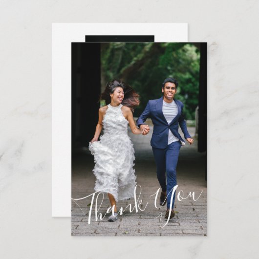 Minimale grafische kalligrafie Aangepast huwelijk  Bedankkaart (Voorkant / Achterkant)