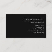 Minimale grafische kalligrafie zwart visitekaartje (Achterkant)