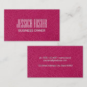 Minimale grafische magenta lederen textuur visitekaartje (Voorkant / Achterkant)