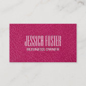 Minimale grafische magenta lederen textuur visitekaartje (Voorkant)
