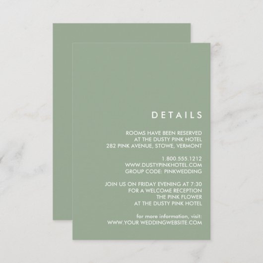 Minimale grafische opslag | Details van de bruilof Kaart (Voorkant / Achterkant)