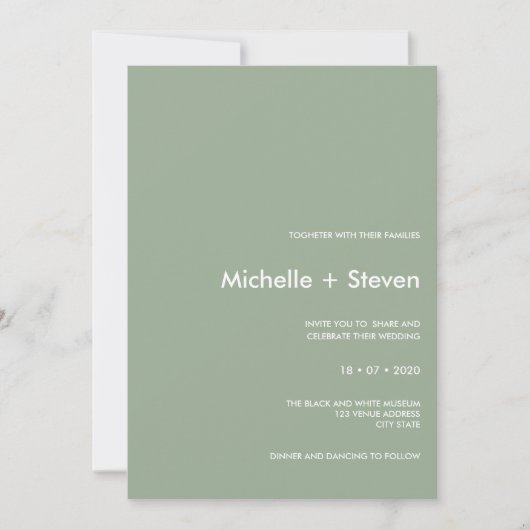 Minimale grafische opslag | Typografie Wedding Kaart (Voorkant)