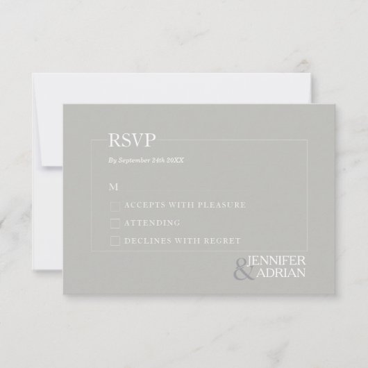 Minimale granietgrijze moderne RSVP-kaart Kaart (Voorkant)