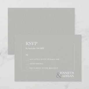 Minimale granietgrijze moderne RSVP-kaart Kaart