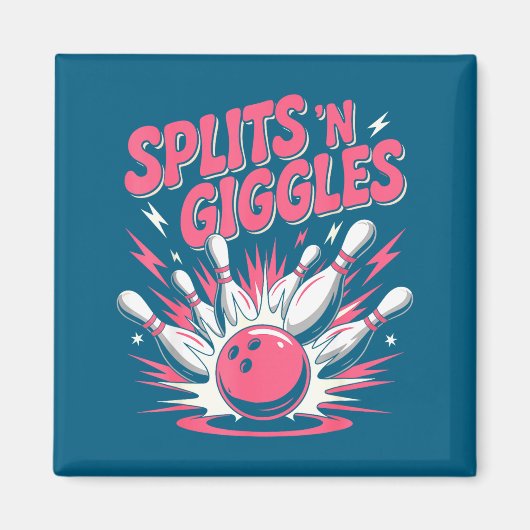 Minimale Grappige Splits 'n Gegiechel Bowling Magneet (Voorkant)