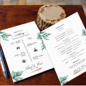 Minimale Greenery Classic Elegant Wedding Programm