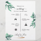 Minimale Greenery Classic Elegant Wedding Programm (Voorkant)