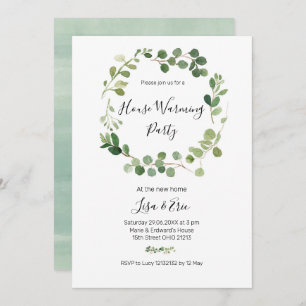 Minimale Greenery Housewarming Party Invite Kaart