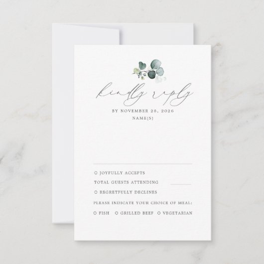 Minimale Greenery Wedding RSVP (Voorkant)