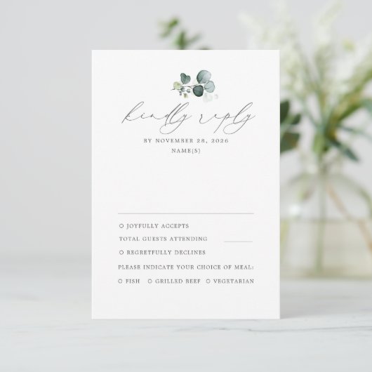 Minimale Greenery Wedding RSVP (Staand voorkant)