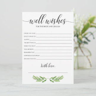 Minimale Greenery Wedding Well Wishes and Advice