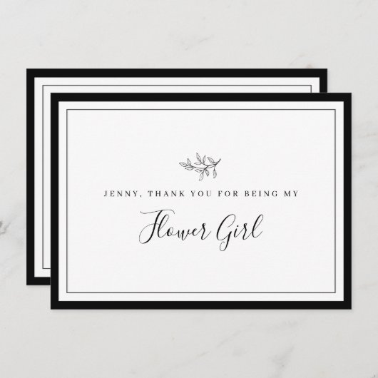 Minimale grens Leaf Bloemenmeisje Hartelijk dank Bedankkaart (Voorkant / Achterkant)