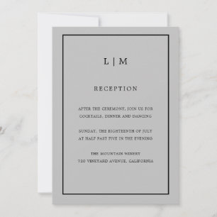Minimale Grey Monogram Eenvoudige Elegante Trouw Kaart