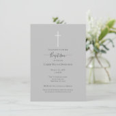 Minimale Grey & White Doopkruis    Kaart (Staand voorkant)