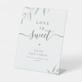 Minimale grienery script rustic Love is Sweet Reclamebord Met Voetstuk (Voorkant)