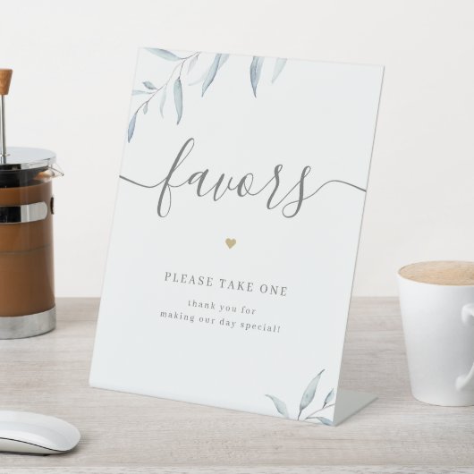 Minimale grienery Wedding Favors Reclamebord Met Voetstuk (Insitu)