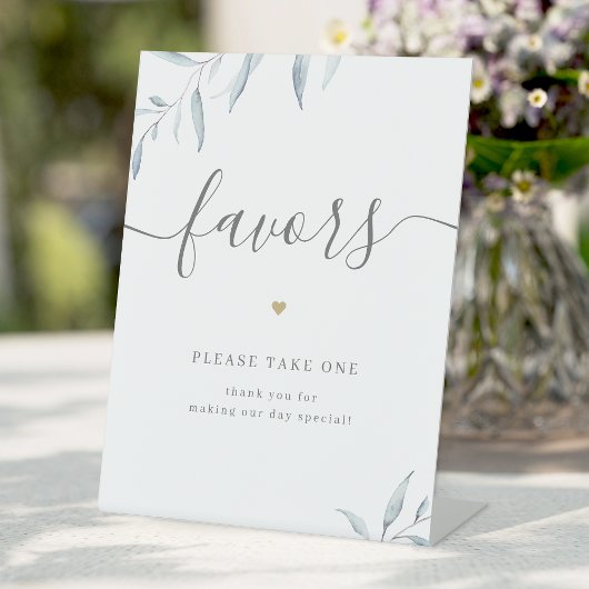 Minimale grienery Wedding Favors Reclamebord Met Voetstuk