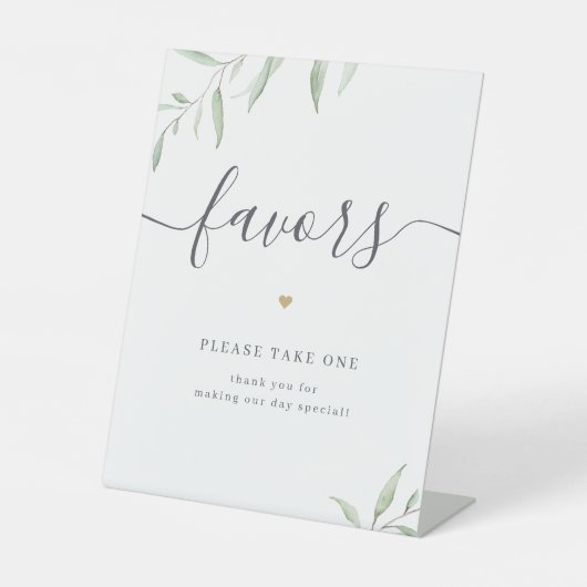 Minimale grienery Wedding Favors Reclamebord Met Voetstuk (Voorkant)