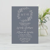 Minimale Grijs en Crème Boho Botanische bruiloft Kaart (Staand voorkant)