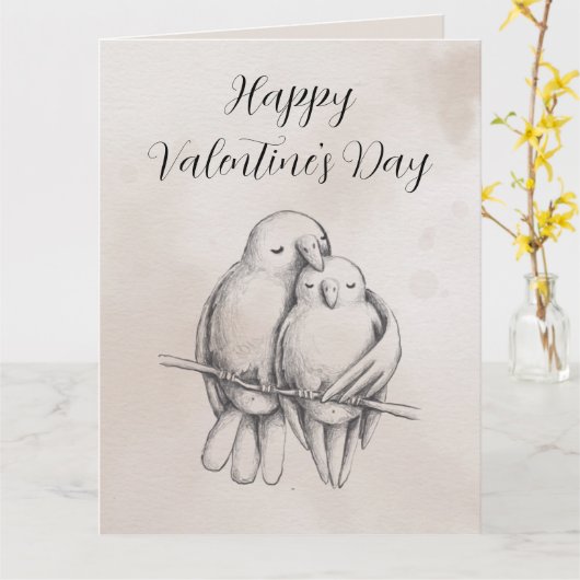 Minimale Grijs Liefde Vogel Romantisch Glanzend Va Kaart (Gele Bloem)