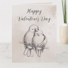 Minimale Grijs Liefdesvogel Romantische Glanzende Kaart