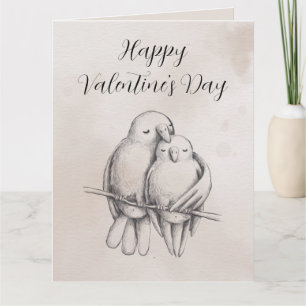 Minimale Grijs Liefdesvogel Romantische Glanzende Kaart