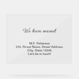 Minimale grijs We hebben verplaatst Voeg naam en a Acryl Bord