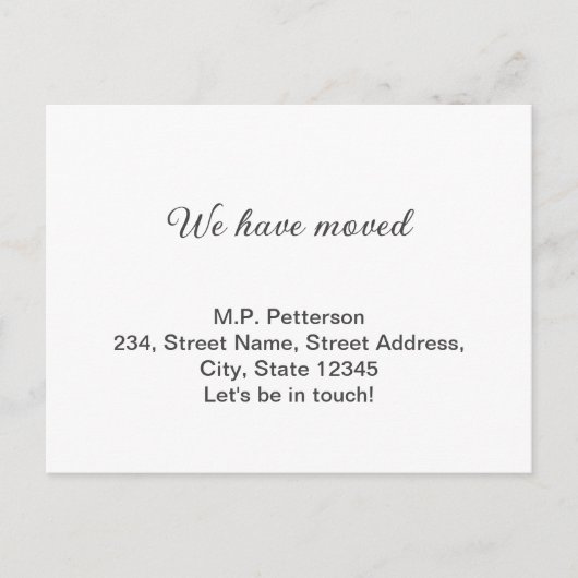 Minimale grijs We hebben verplaatst Voeg naam en a Briefkaart (Voorkant)