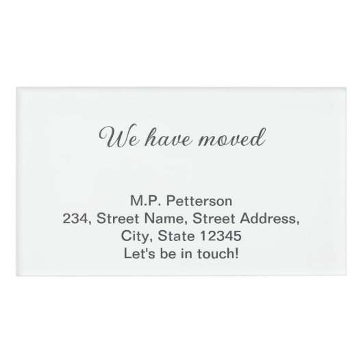 Minimale grijs We hebben verplaatst Voeg naam en a Naambadge (Voorkant)