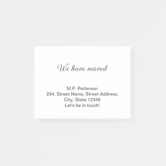 Minimale grijs We hebben verplaatst Voeg naam en a Post-it® Notes (Voorkant)