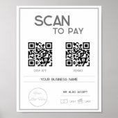 Minimale grijze 2 QR-codes zakelijke scan te betal Poster (Voorkant)