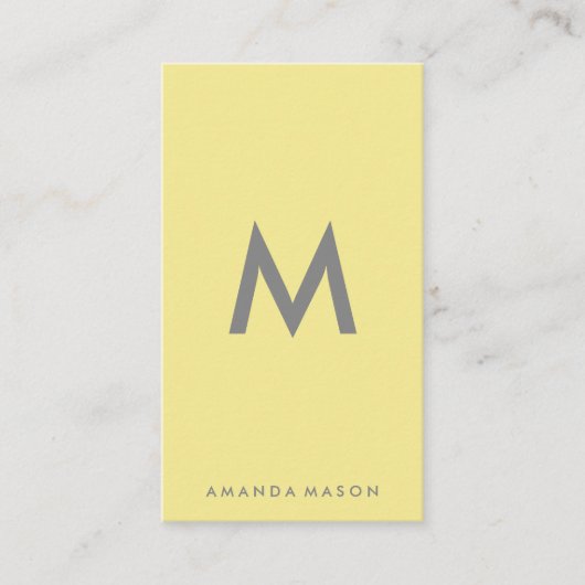 Minimale grijze achtergrond van Monogram Visitekaartje (Voorkant)