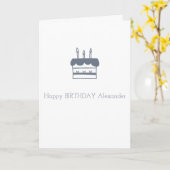 Minimale grijze Cake Persoonlijke Happy Birthday Kaart (Gele Bloem)