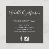 Minimale grijze cursieve tekst sociale media picto vierkante visitekaartje (Voorkant)