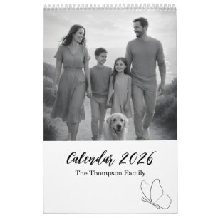 Minimale grijze en witte familiemomenten 14-foto kalender