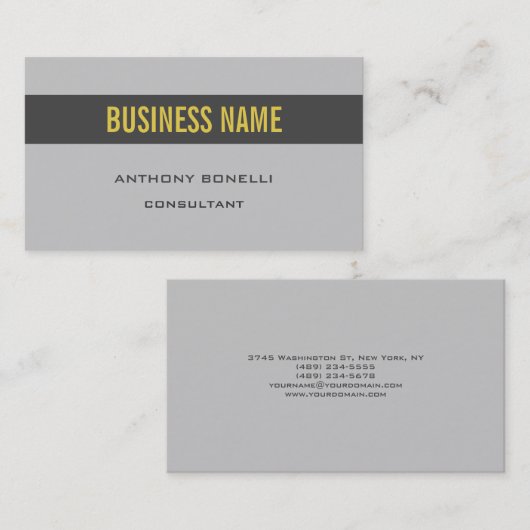 Minimale grijze gouden kleurenstreep van topzijde visitekaartje (Voorkant / Achterkant)