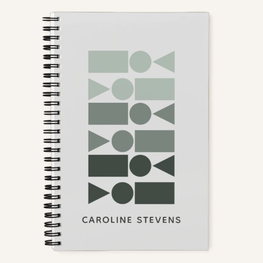 Minimale grijze groene geometrische vormen notitieboek (Voorkant)