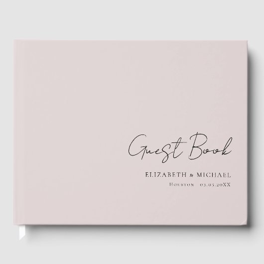Minimale, grijze handschrift script bruiloft gastenboek (Voorkant)