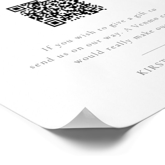 Minimale Grijze Honeymoon Fonds QR Code Poster (Hoek)