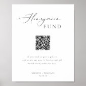 Minimale Grijze Honeymoon Fonds QR Code Poster (Voorkant)
