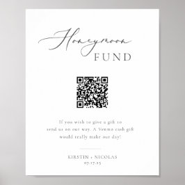 Minimale Grijze Honeymoon Fonds QR Code Poster