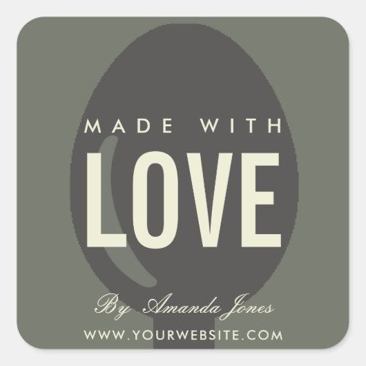 MINIMALE GRIJZE HOUTSKOOL LEPEL CHEF GEMAAKT MET L VIERKANTE STICKER (Voorkant)