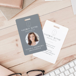 Minimale grijze ID Aangepast monogram Logo en foto Badge