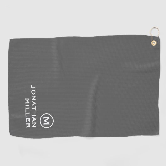 Minimale grijze klassieke monogram golfhanddoek (Horizontaal)