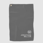 Minimale grijze klassieke monogram golfhanddoek (Voorkant)
