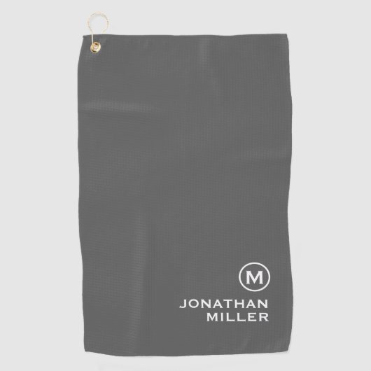 Minimale grijze klassieke monogram golfhanddoek (Voorkant)